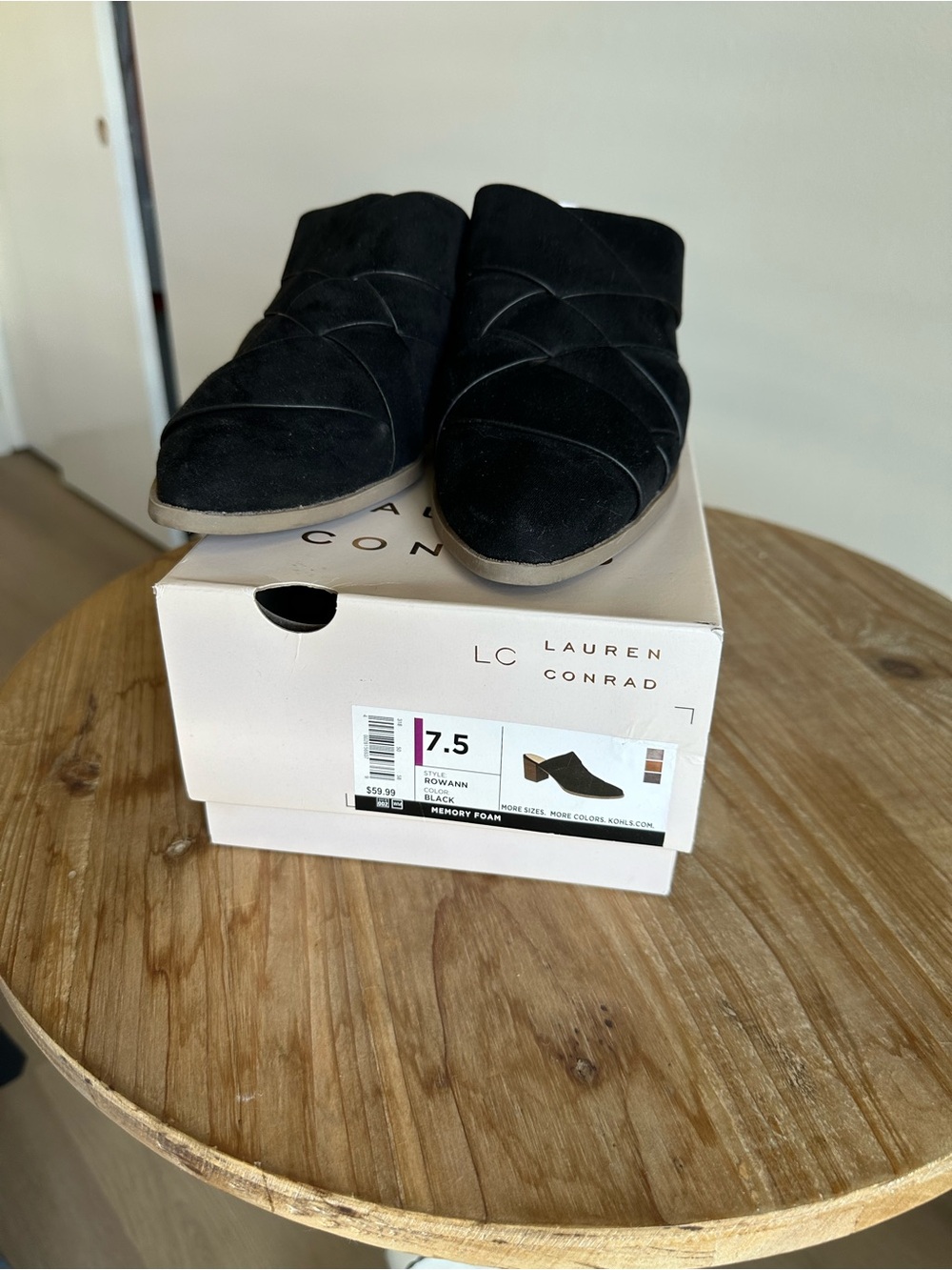 LC Lauren Conrad Black Suede Slip-On Mules